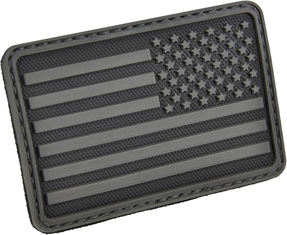 Hazard 4 US Flag Rubber 3D Morale Patch, Right Arm, Black/Grey , 3" L x 2" W x .2" D