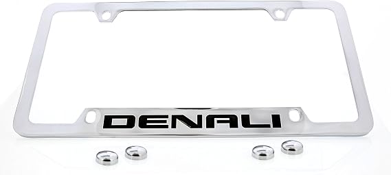 GMC Denali License Plate Frame Holder (4 Hole/Brass, Chrome/Bottom)