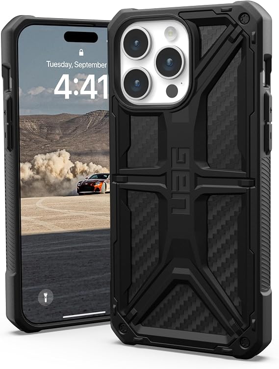 URBAN ARMOR GEAR UAG Case [Updated Ver] Compatible with iPhone 15 Pro Max Case 6.7" Monarch Carbon Fiber Rugged Heavy Duty Military Grade Drop Tested Protective Cover