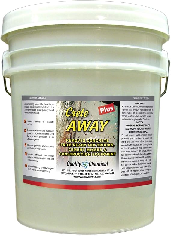 Quality Chemical Crete Away Concrete Remover from trucks, mixers and construction equipment - 5 gallon pail - 640 oz (Pack of 1)