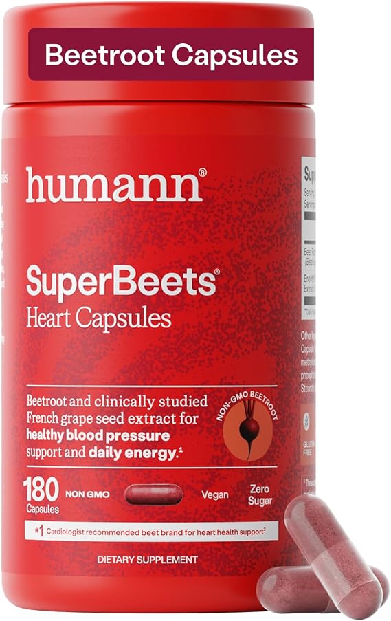 HumanN SuperBeets Beet Root Capsules Quick Release 1000mg, 180 Ct