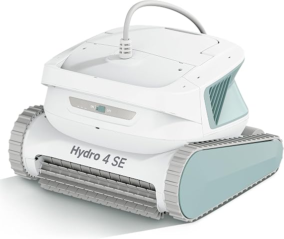 Hydro 4SE Robotic Pool Cleaner, S-Shaped Path/Auto Wall/Waterline Cleaning, 40FT Long Cable/4 Cleaning Modes, 4.1L Large Filter Basket Pool Vacuum Ideal for Inground/Above Pools