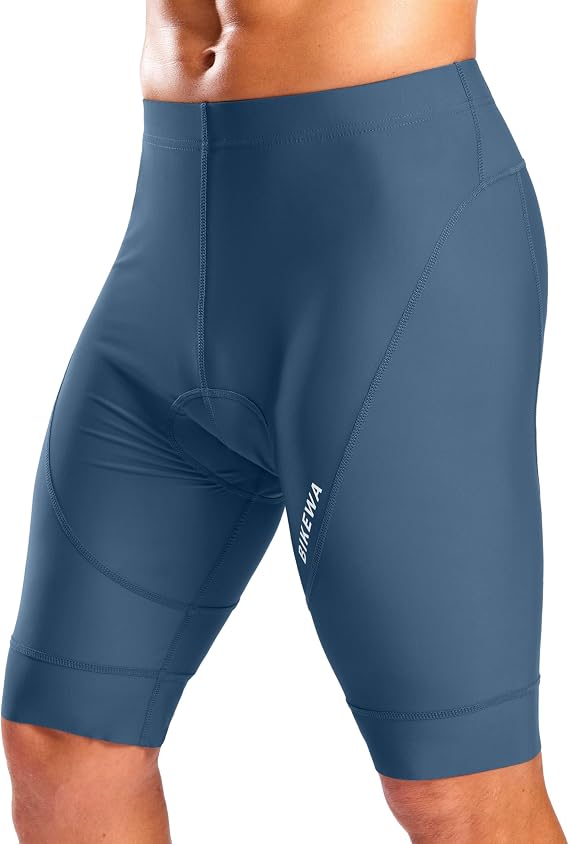 Bikewa Men's Cycling Shorts with Silicone Leg Grippers Padded Bike Bicycle Biking Shorts for Men No Pockets