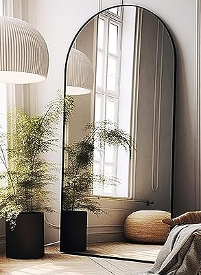 Full Length Mirror, Arched Floor Mirror, 34 x 76 Oversized Full Length Mirror, Freestanding, Full Body Mirror, Arch Mirror Full Length, Wall Mounted Mirror for Bedroom, Black