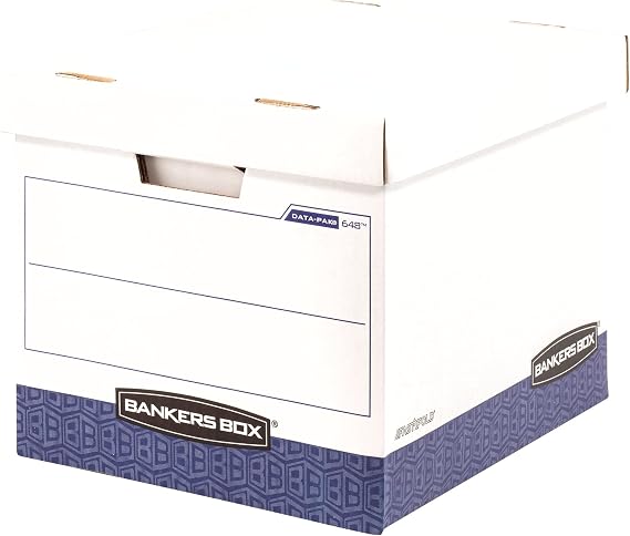 Bankers Box 12-Pack DataPak File Storage Boxes with Lids, FastFold