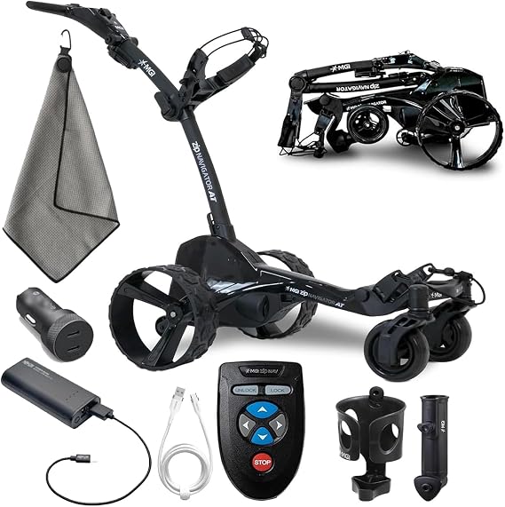 MGI Zip Navigator at All-Terrain Remote Golf Cart with Accessories | Power Bundle | | 36 Holes Extended Battery (at - Charger & Towel)