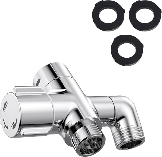 Solid Brass 3 Way Shower Arm Diverter Valve for Handheld Shower Head and Fixed Spray Head, G1/2 Universal Bathroom System Component Replacement Part (Chrome Finish)