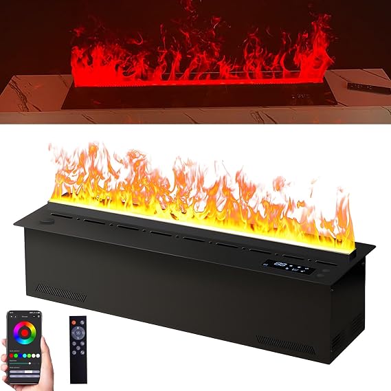 COUCHO 3D Water Vapour Electric Fireplace, Multi-Color LED 3D Flame Effect, Intelligent Water Control, Smart App/Remote/Touch Control, 3mm Ultra-thin Panel (80cm/31.5in)