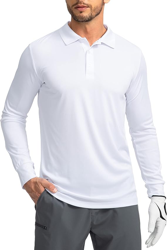 G Gradual Men's Golf Polo Shirts Long Sleeve Sun Protection Shirts UPF 50+
