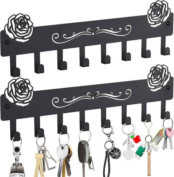 2-Pack Premium Iron Key Holder for Wall Dual Installation