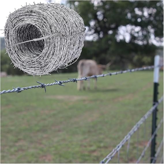 Barbed Wire 50ft/100ft/300ft/500ft/1000ft/1300ft/1640ft Extra Long, 16/12 Gauge Barbwire for Garden Fence, 4 Point Barbed Wire Roll for Fences/Critter Deterrent/Farms/Bird Feeder/Crafts ( Color : 16 G
