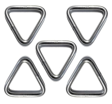 US STAINLESS 5 Pieces Stainless Steel 316 Triangle Ring Welded 3/16" x 1 3/4" (5mm x 45mm ID) Marine Grade Loop