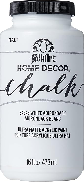 FolkArt Home Decor Chalk Furniture & Craft Paint in Assorted Colors, 16 ounce, White Adirondack,34846