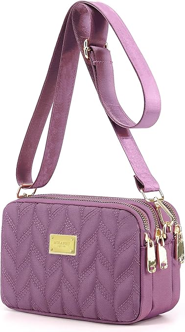 WITERY Small Crossboby Purse for Women Trendy Nylon Quilted Shoulder Bag