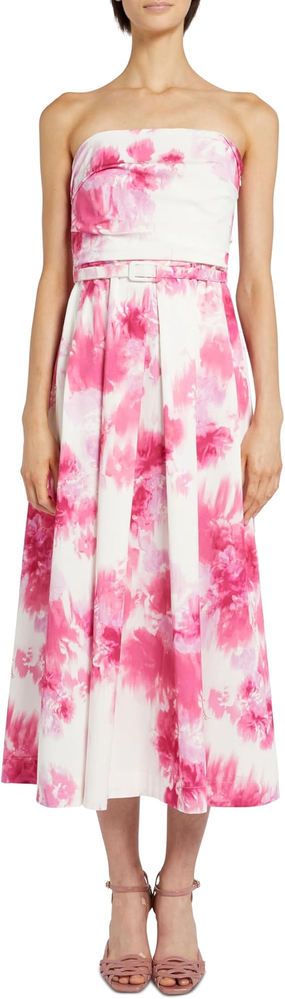 Marella Ecuador Printed Bustier Dress Med Pink 10