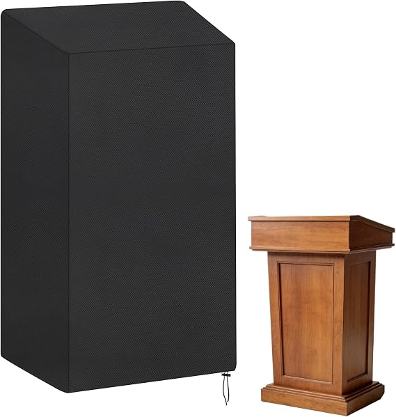 Klmnop Podium Protective Cover, Water Resistant Polyester Protective Cover for Standard Size Podium Stand, Lectern, Pulpit, Teacher Easel and Desk Shelf, 25.2"L x 18.1"W x 49.2"H(Black)