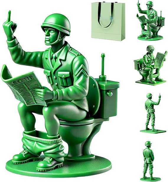 Funny Green Army Man, Army Men Middle Finger Figures, Classic Military Soldiers Set, Gag Army Men Action Statue, Novelty Mini Soldier Statues for Desktop Decorations Military Themed Party(A)