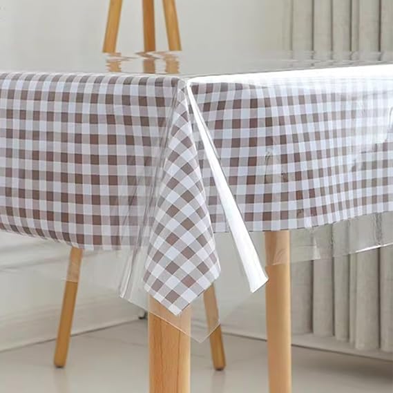 Kesfey Clear Plastic Table Cover Protector 60 x 108 Inch Vinyl Tablecloth | 100% Waterproof, PVC Rectangle Transparent Sheet, Oil Spill Proof, Wipeable,for Dining Tables,Picnic Party,Holidays