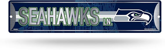 Rico Industries NFL Metal Street Sign Metal Street Sign 4" x 15" Home Decor - Bedroom - Office - Man Cave