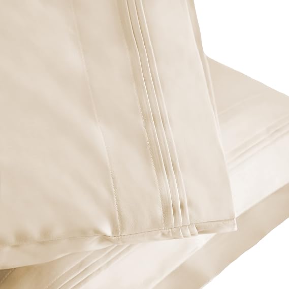 Superior 1000 Thread Count Egyptian Cotton Pillowcase Set, Pillow Covers for All Pillows and Sleepers, Soft Pillowcases for Bed Fashion, Basics, Large Cases, 2-Piece Set- Standard, Ivory