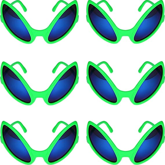 6 Pairs Alien Glasses Alien Costume Sunglasses, Alien Costume Accessories, Alien Headband & Glasses, Green Plastic Extraterrestrial Costume Accessories for Adults, Perfect for Halloween Party