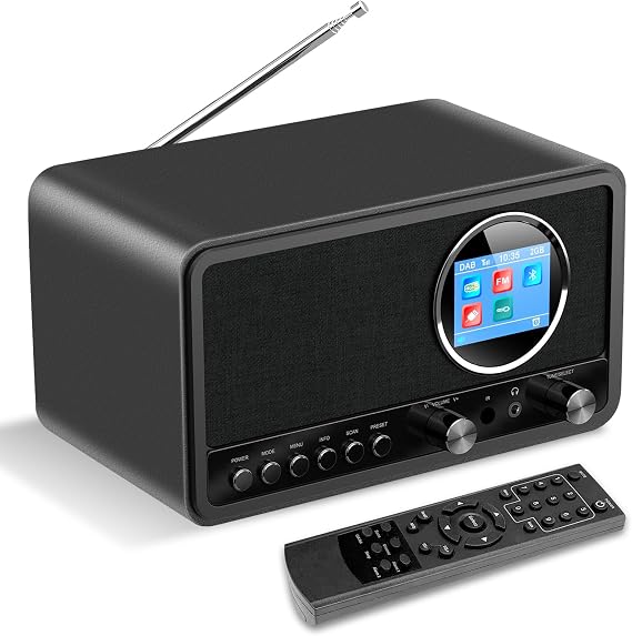 Wholede DAB+/FM Radio with Bluetooth Digital Radio Kitchen Radio DAB Plus Radio with Remote Control Kitchen Radio Alarm Clock with Sleep Timer Alarm Snooze - USB/Aux-in Black