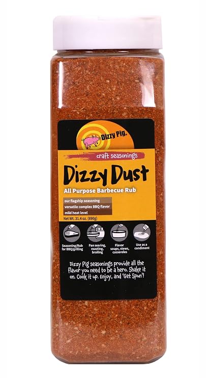 Dizzy Pig Dizzy Dust All-Purpose Barbecue Seasoning Rub (Quart Shaker) - Hand Made in the USA - Seasons Around 120lbs of Food - MSG Free, Gluten Free
