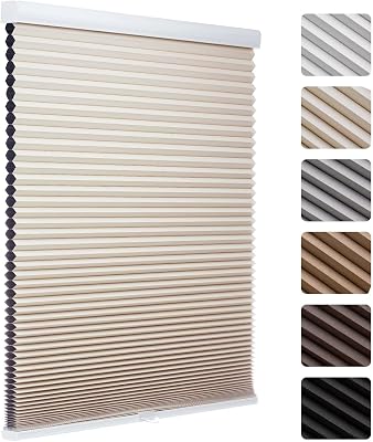 MYshade Cordless Blackout Cellular Shades, 1.5 Honeycomb Window Blinds for Bedroom & Nursery, Thermal Insulated, Noise Reducing, Privacy Shades, Inside or Outside Mount 19 W x 36 H, Beige