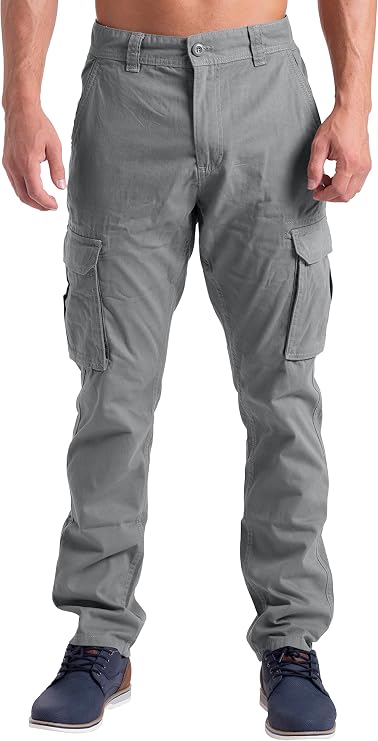 WESTACE Mens Cargo Pants Casual Regular Fit 100% Cotton Multi Pockets Outdoor Hiking Security Work Pants Sizes 32W-44W