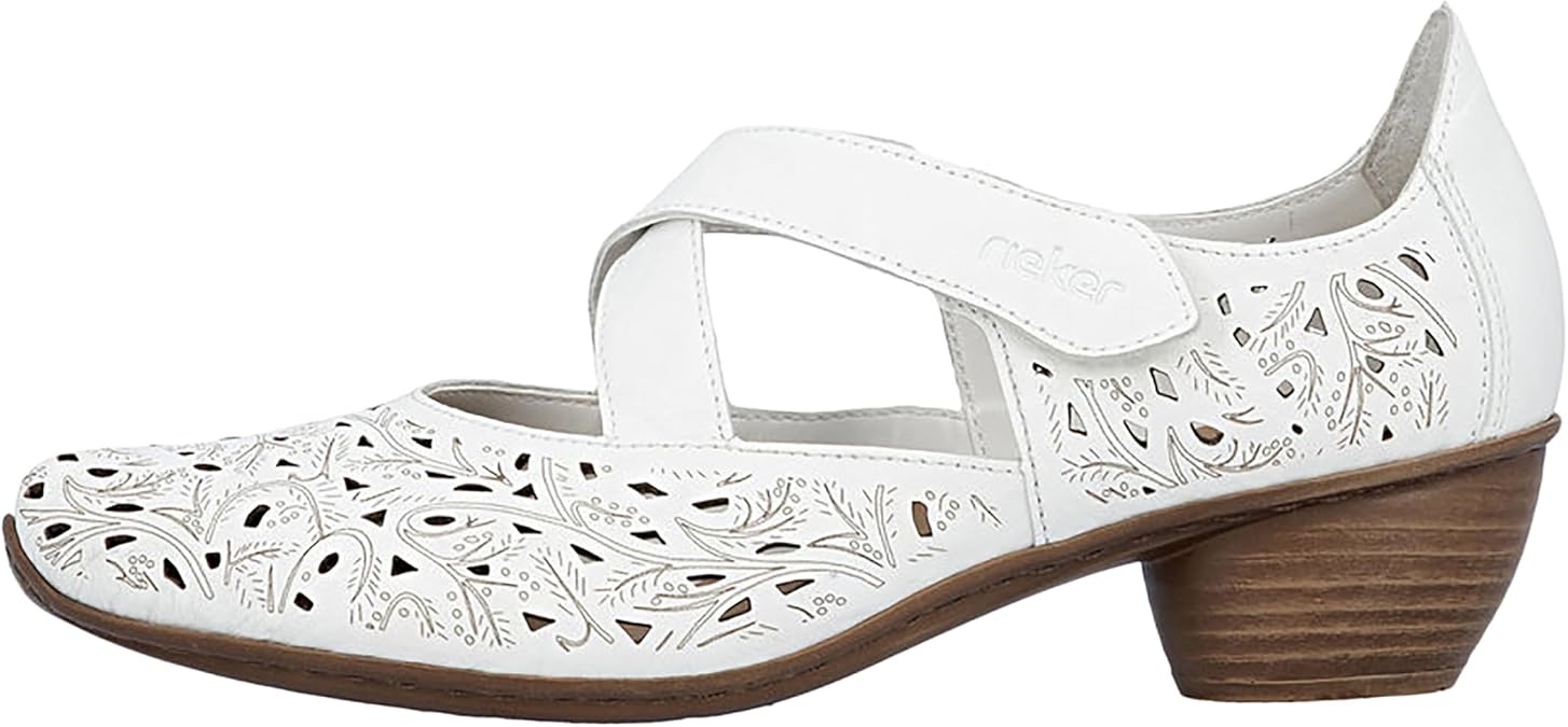 Rieker 43773-80 White Leather Womens Comfort Slip On Shoes