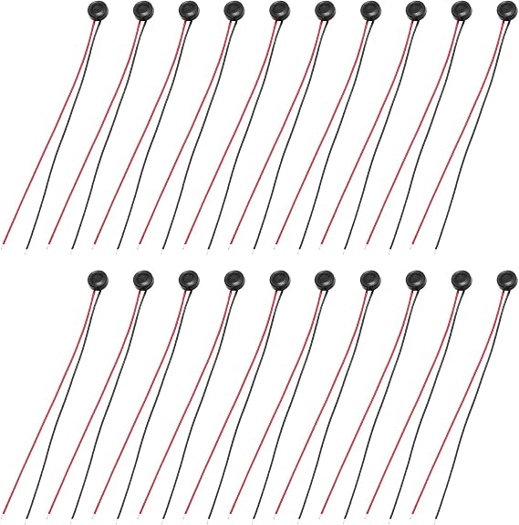 sourcing map 10 Pcs Electret Microphone Condenser Pickup, 4mm Dia Mini MIC Electret Condenser with 60mm Wire Leads 58dB for Audio, Black