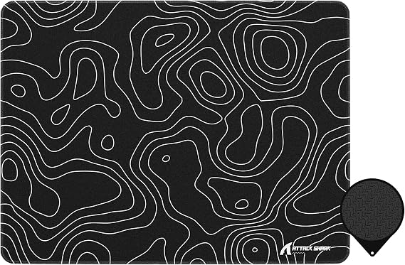 ATTACK SHARK CM02SE Esports Gaming Mouse Pad, Soft Composite Fiber Control Surface, 3mm Ultra-Slim Recessed Edges, Non-Slip Base, Sweat-Resistant, FPS MOBA PC Gaming Mat, 405x305x4mm – Black Contour