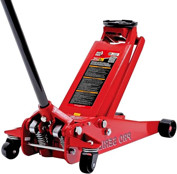 Big Red T83505 Torin Pro Series Hydraulic Low Profile Floor Jack with Dual Piston Quick Lift Pump, 3.5 Ton (7,000 lb) Capacity, Red