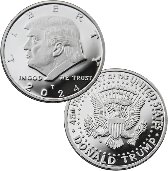 2024 Trump Commemorative Coin 47th President Metal Silvery Color Coin Gift 40mm