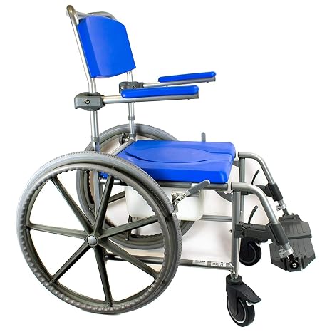Homecraft Self-Propelled Shower/Commode Chair, Wheelchair Style Commode, Padded Commode Chair for Elderly, Handicapped, and Disabled users, Toilet for Bedside Bathroom Use, Mobile Bedside Commode