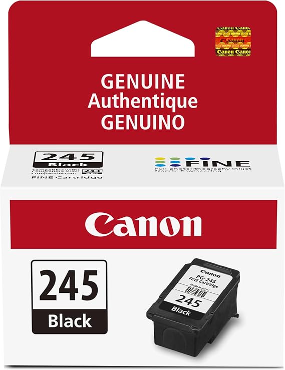 Canon PG-245 Genuine Black Ink Cartridge, Compatible with iP2820, MG2420/2924/2920/3020/2522/2525, MX492, TS3120/302/302a/202/202a/4520/3320