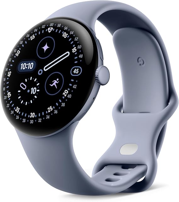 Google Pixel Watch 4 (45 mm) - Android smartwatch with Domed Display, Comprehensive Health and Fitness Tracking and Help from Gemini - Satin Moonstone Aluminium Case - Moonstone Active Band - Wi-Fi