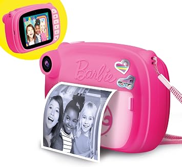 Lisciani - Barbie Print Cam - 3-in-1 Instant Camera Barbie- for Kids from 5 Years Old - Prints 180 Photos - Large Colour Screen LCD - Selfie and Video Camera - Stickers Included