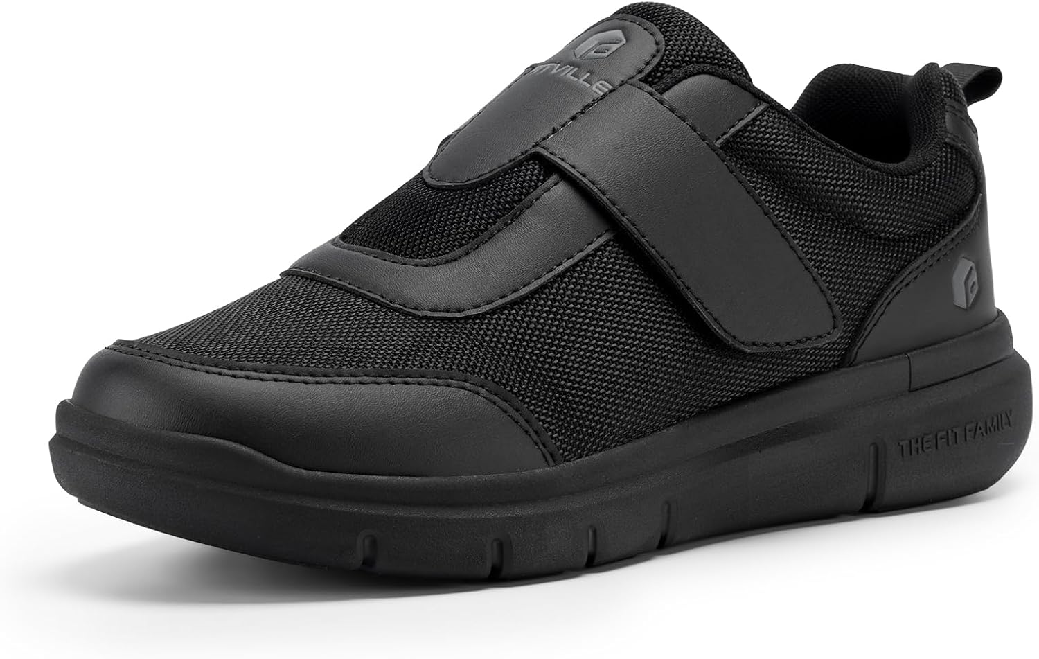 FitVille Men's Diabetic Shoes Extra Wide with Fastening Oversized Soft Health Shoes for Swollen Feet Black Blue Grey Size 40-50