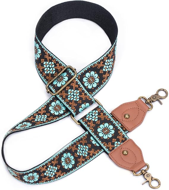 Purse Strap Replacement Crossbody Adjustable Bag Strap Retro Jacquard Embroidery Wide Shoulder Strap for Women Handbags