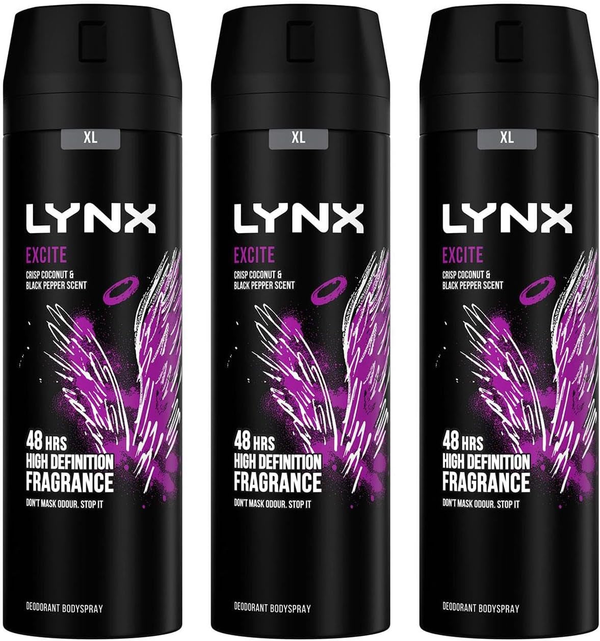 Lynx Excite Body Spray Deodorant 200ml, Pack of 3