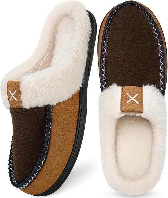 Homitem Mens Slippers Moccasins Memory Foam Fuzzy House Shoes for Bedroom