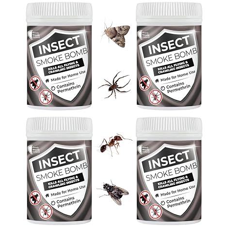 Insect Smoke Bomb 4 Pack - Fast-Acting Formula, Comprehensive Coverage, Non-Staining, for Home Use, Effective Against All Insects