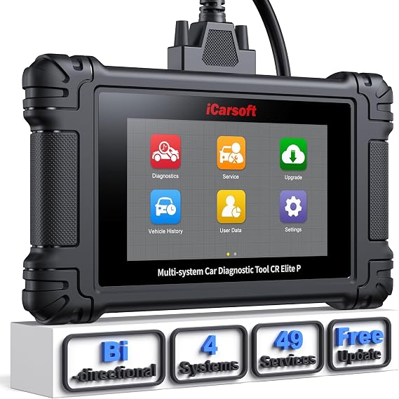 iCarsoft CR Elite P 4 Systems OBD2 Scanner Diagnostic Tool, Bidirectional Scan Tool with 50+ Reset,ABS SRS Engine Transmission Car Code Reader/CAN FD/Battery Test/Actuation Test/Lifetime Free Update