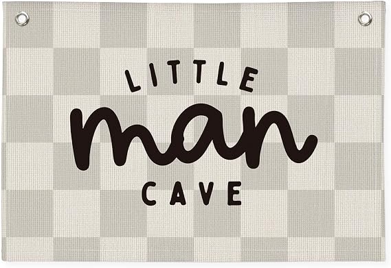 Little Man Cave Banner, Kids Boys Room Decor