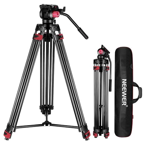 NEEWER 79"/200cm Video Tripod, Heavy Duty Aluminum Alloy Camera Tripod Stand with 360 Fluid Drag Head, QR Plate Compatible with Canon Nikon Sony and Other DSLR Camera Camcorder, Load Up to 17.6lb/8kg