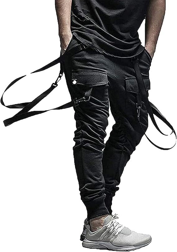Cargo Hip Hop Pants Streetwear 2020 Black Jogger Mens Tactical Gothic Japanese Street Style Pants US Size Medium Color: Black