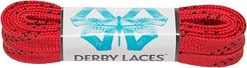 Derby Laces Red 60 Inch Waxed Skate Lace for Roller Derby, Hockey and Ice Skates, and Boots