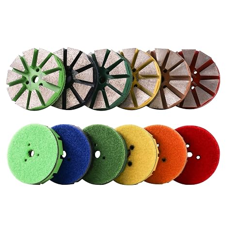 Metal Bond Diamond Floor Grinding Discs 3-Inch Polishing Pads for Concrete Stone (6-PCS)
