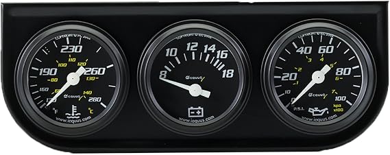 Equus 6100 1-1/2" Volt Triple Gauge Kit, Black